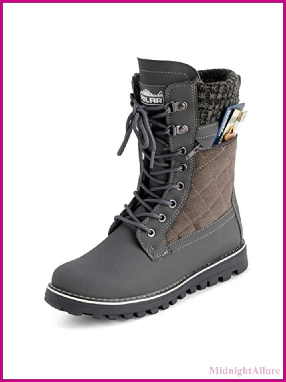 Memory Foam Fur Lined Waterproof Winter Snow Boots with Inside Zip